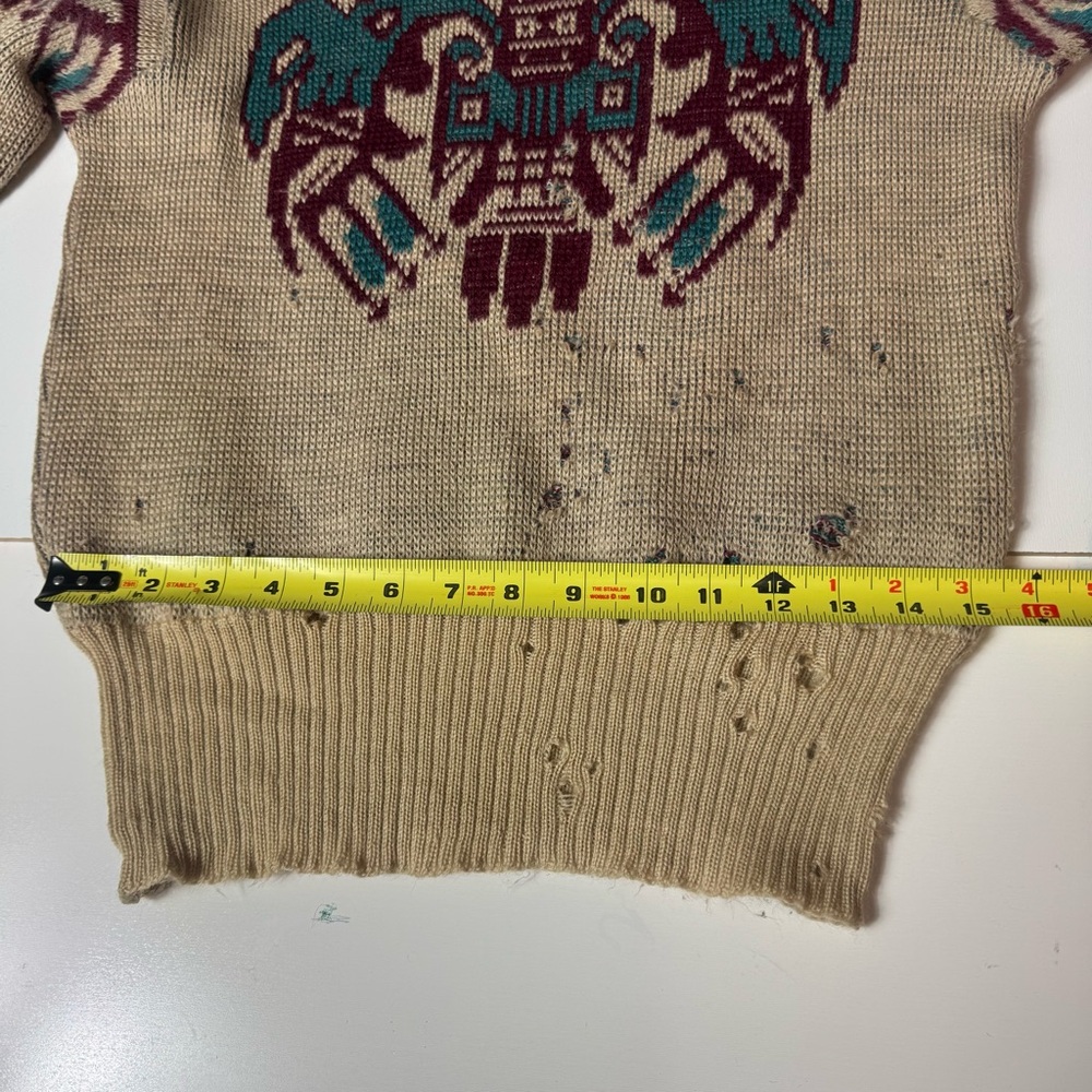 RARE Jantzen Totem Pole Jaquard Knit Vintage 1940s Wool Sweater Womens Sz 40 (M) - Picture 7 of 9